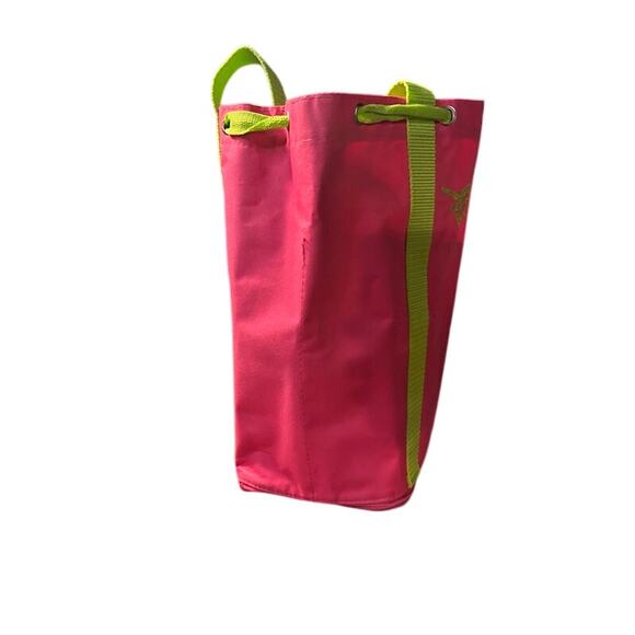 The Original Nantucket Diddy Bag Canvas tote pink and green zip around closure - Picture 3 of 10